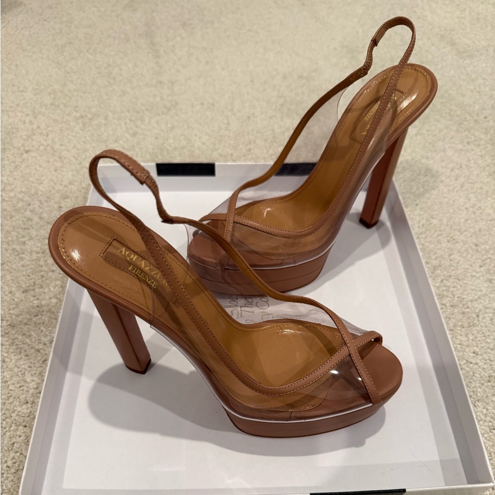 Aquazurra Firenze Platform Tan Pink Platform Sandal
